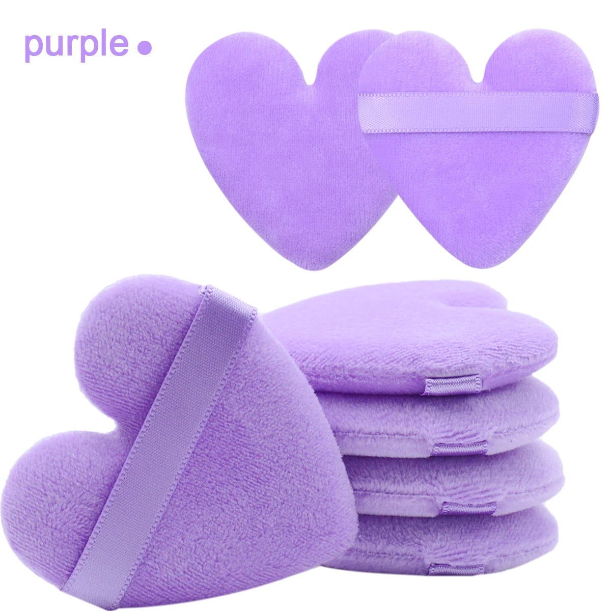 7Pcs Dual-use Makeup Powder Puff Super Soft Velvet Cosmetic Sponges Heart Shape Puffs For Contouring, Eye Corners Air Cushion