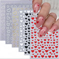 3 Sheets Hearts Nail Stickers  Self Adhesive Heart Nail Decals for Natural Fingernails and Acrylic Nails Heart Nail Decor for Na