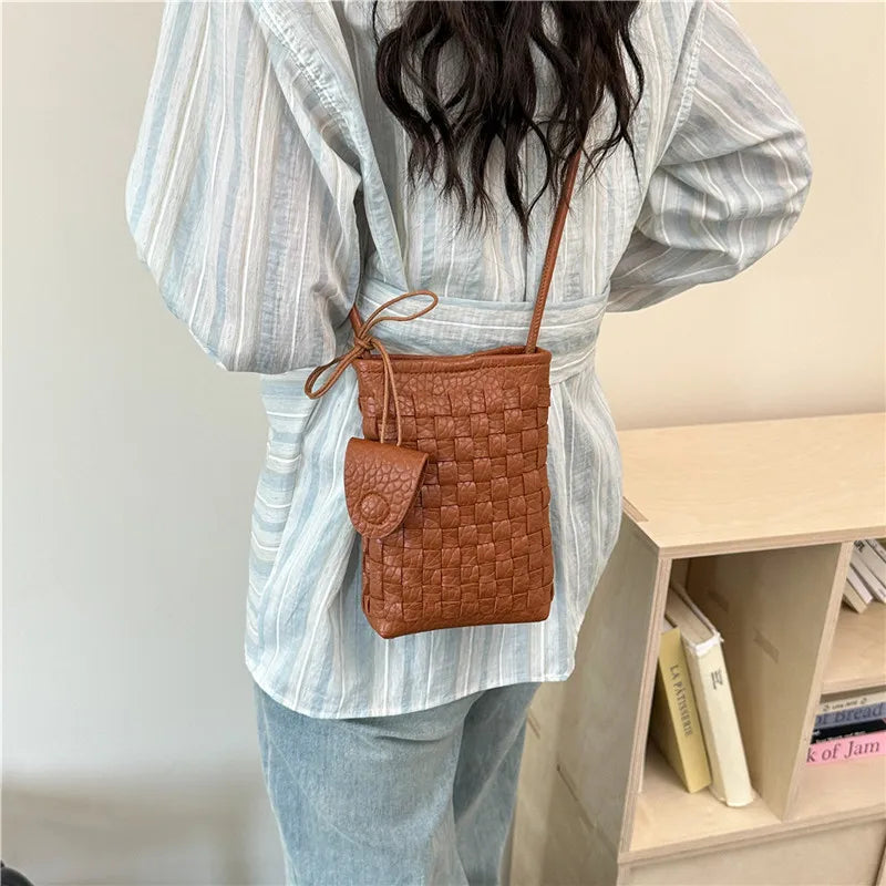 Women's Bag PU designer luxury bags woman 2026 Shoulder bags Fashion niche woven minimalist crossbody bag Wallet
