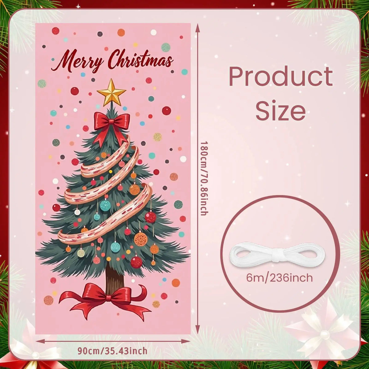Christmas Door Cover Decorations Santa Claus Send Gift Background Banner for Indoor Outdoor Home Porch Holiday Decor Supplies