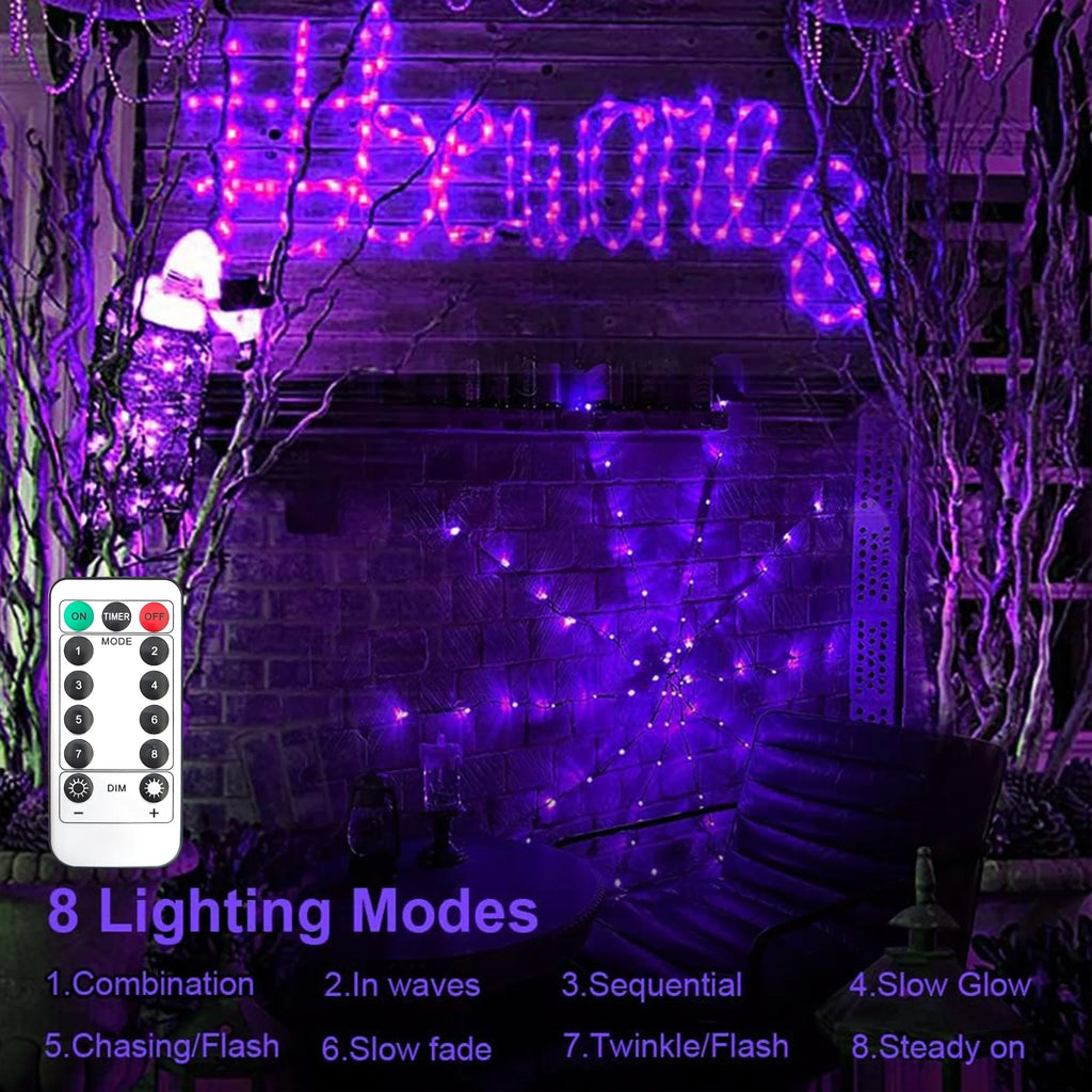 Giant Luminous LED Spider Web String Lights with Plush Spider, Creepy and Spooky Window Haunted Halloween Decorations