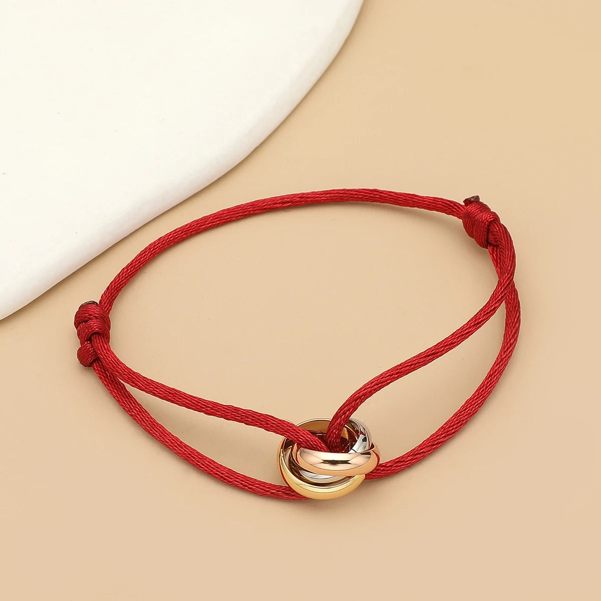 Simple Fashion Unisex Bracelet 3 Metal Round Circle Accessory Adjustable Men's Rope Bracelet for Women Jewelry Gifts