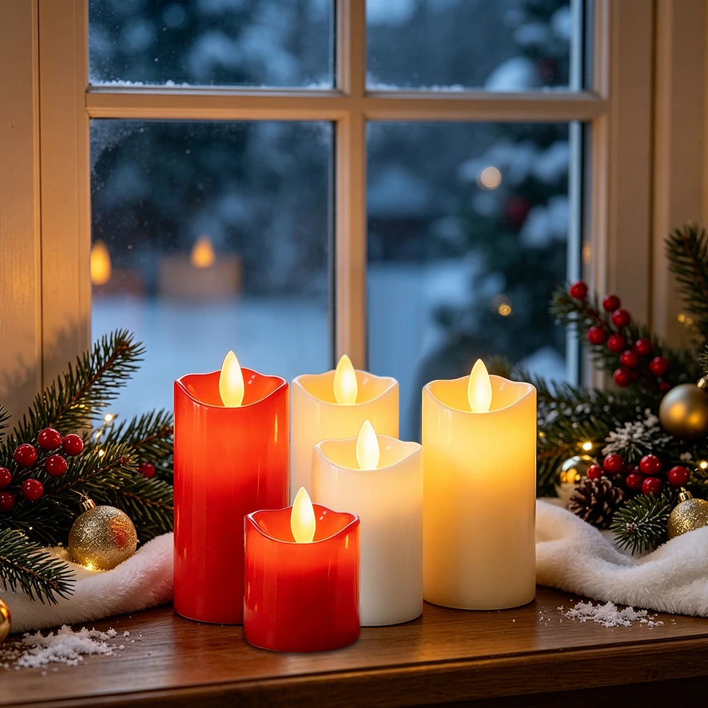 3pcs LED Flameless Candles Set, LED Plastic Flickering Candle Light for Halloween, Chriatmas, Thankagiving, Wedding, Party Decor
