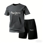 New summer fitness sportswear for men short-sleeved T-shirt and shorts two-piece set breathable and quick-drying casual wear