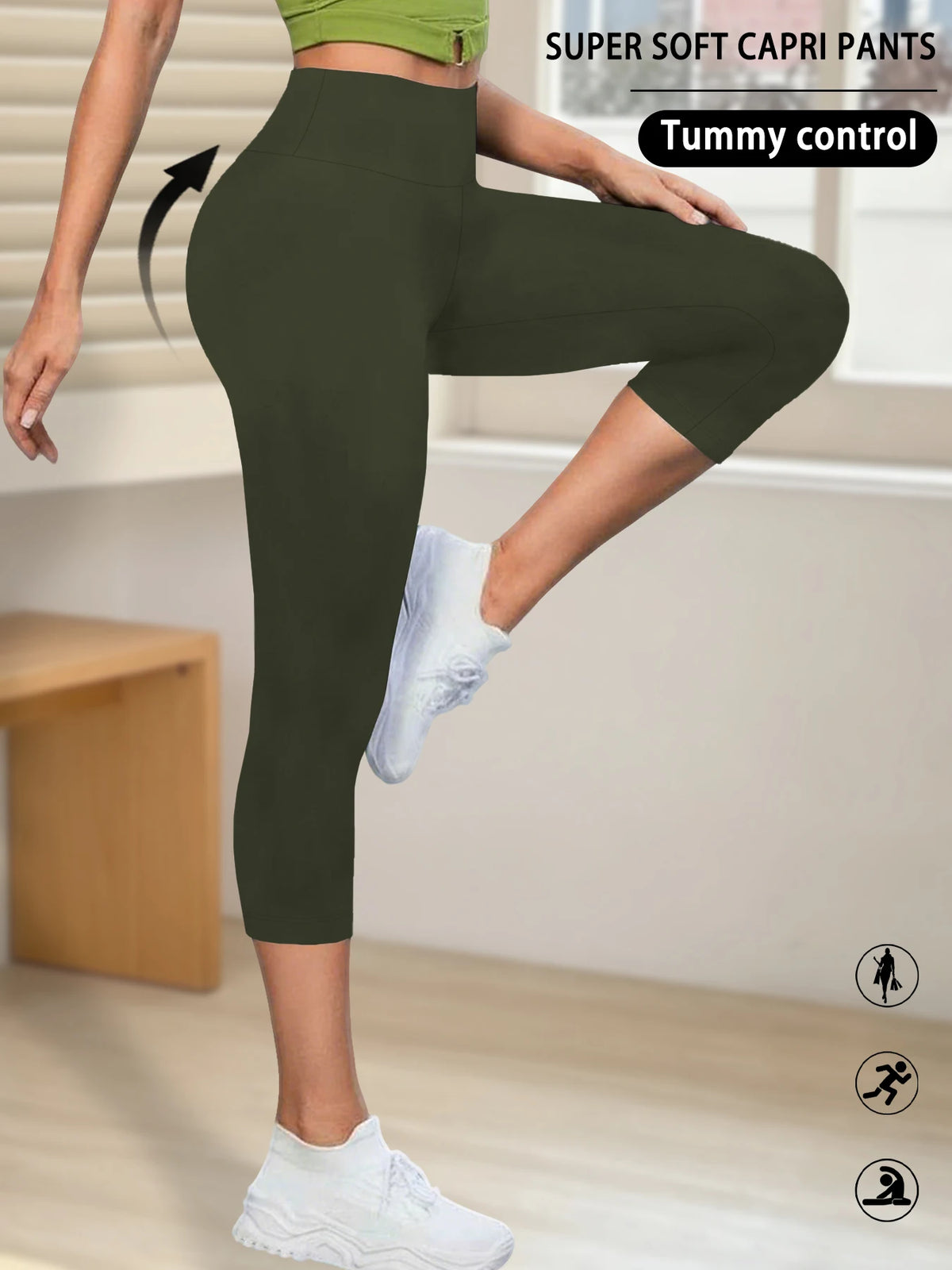 High Waisted Yoga Pants for Women Capri Pants Super Soft No See Through Workout Running Home Lounge Leggings