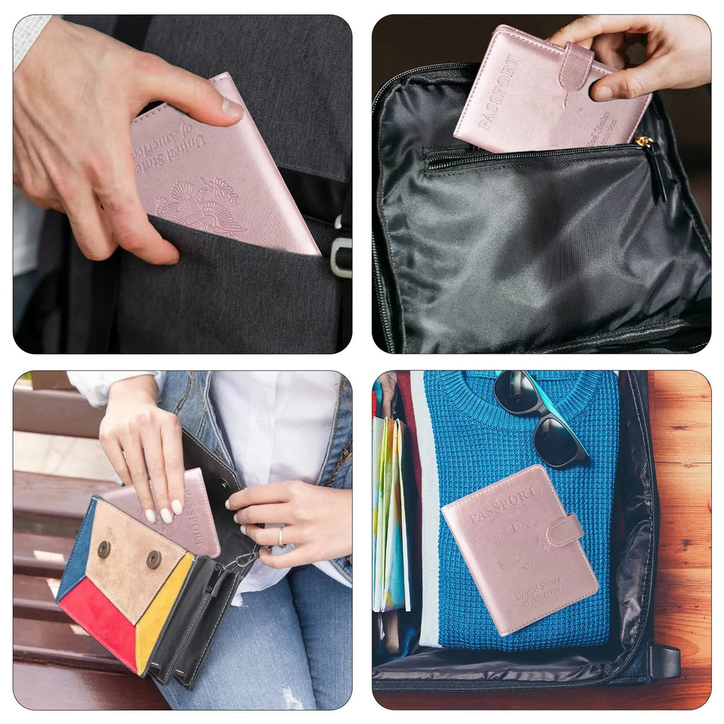 Passport Holder Cover Case RFID Blocking Travel Wallets Card Case for Women Men