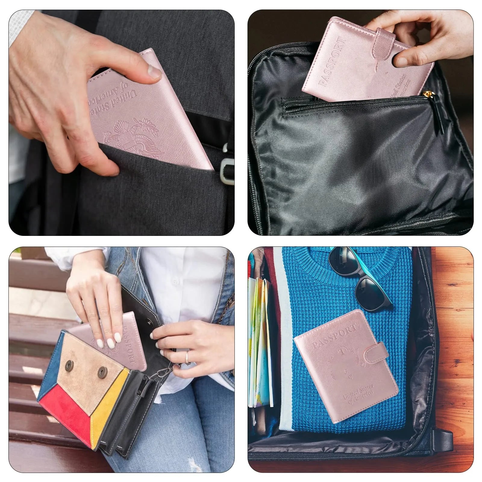 Passport Holder Cover Case RFID Blocking Travel Wallets Card Case for Women Men