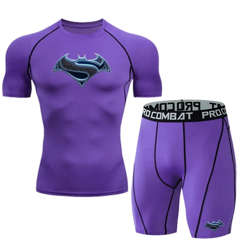 2026 Men's T Shirt Outdoor Training Fitness Gym Jogging Running Sweatshirt Bat/-Man Compression Shirts Tight Elastic Breathable