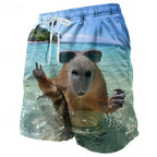 3D Printed Cool Fish Shark Short Pants For Men Parrot Leaf Pattern Swim Trunks Casual Swim Beach Shorts Sports Surf Board Shorts