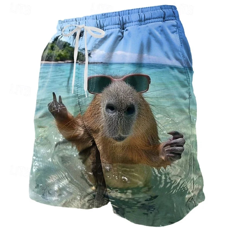 3D Printed Cool Fish Shark Short Pants For Men Parrot Leaf Pattern Swim Trunks Casual Swim Beach Shorts Sports Surf Board Shorts