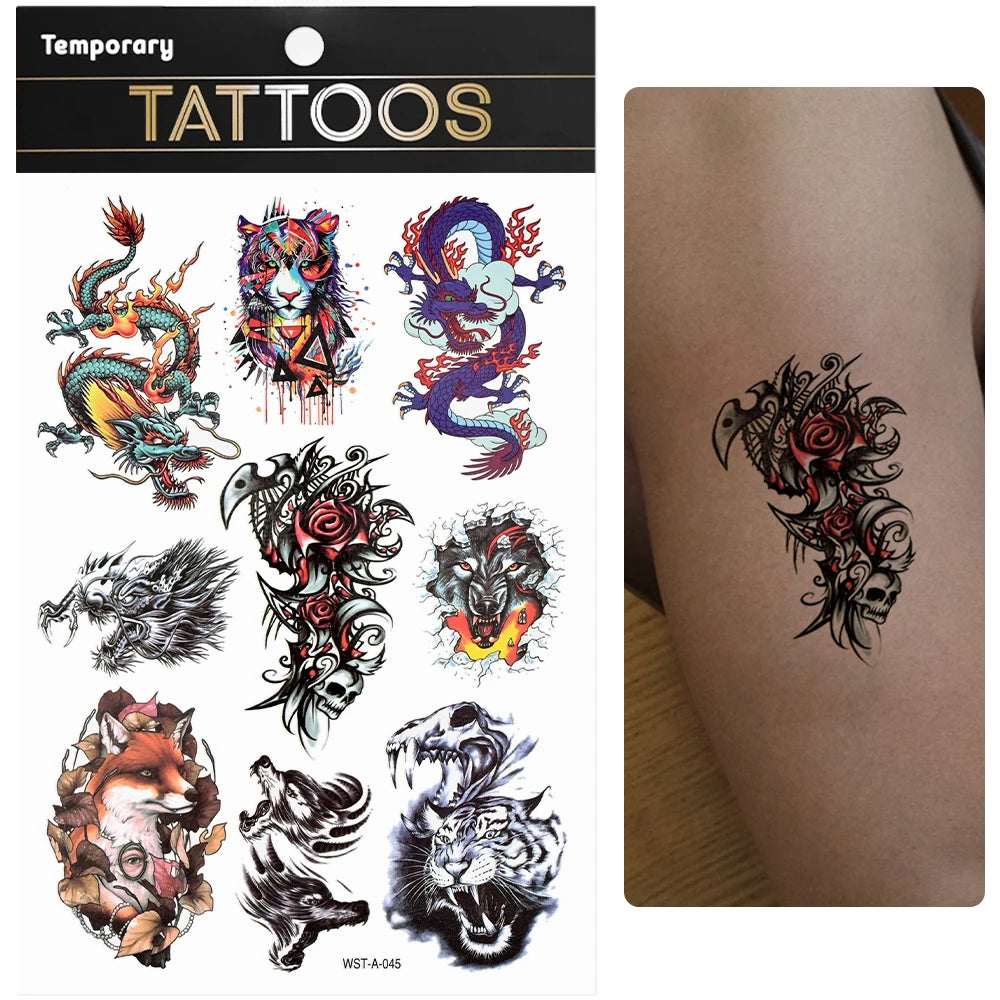Waterproof Colourful Temporary Tattoos Sticker  Scorpion Butterfly Transfer Fake Tatoo Men Women Body Arm Fake Tattoo Stickers