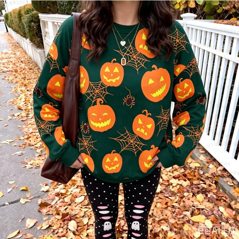 26 Women Winterhalloween Pumpkin Head Bat Funny Hoodie Men Women O Neck 3d Printed Long Sleeve Pullover Sweatshirt Kid Adult Clo