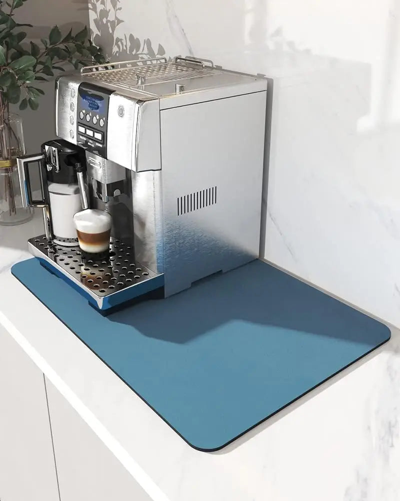 Coffee Machine Mat Rubber Backing Water-Absorbent Dish Drying Pad Kitchen Worktop Drainage Mat Home Decor