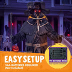 74.8" Halloween Decoration Outdoor Animatronic Ghost Doctor Sound Activated Life-Size Standing Ghost with Rotating Head, LED Eyes Lantern, Scary Haunted House Props for Garden Yard Lawn