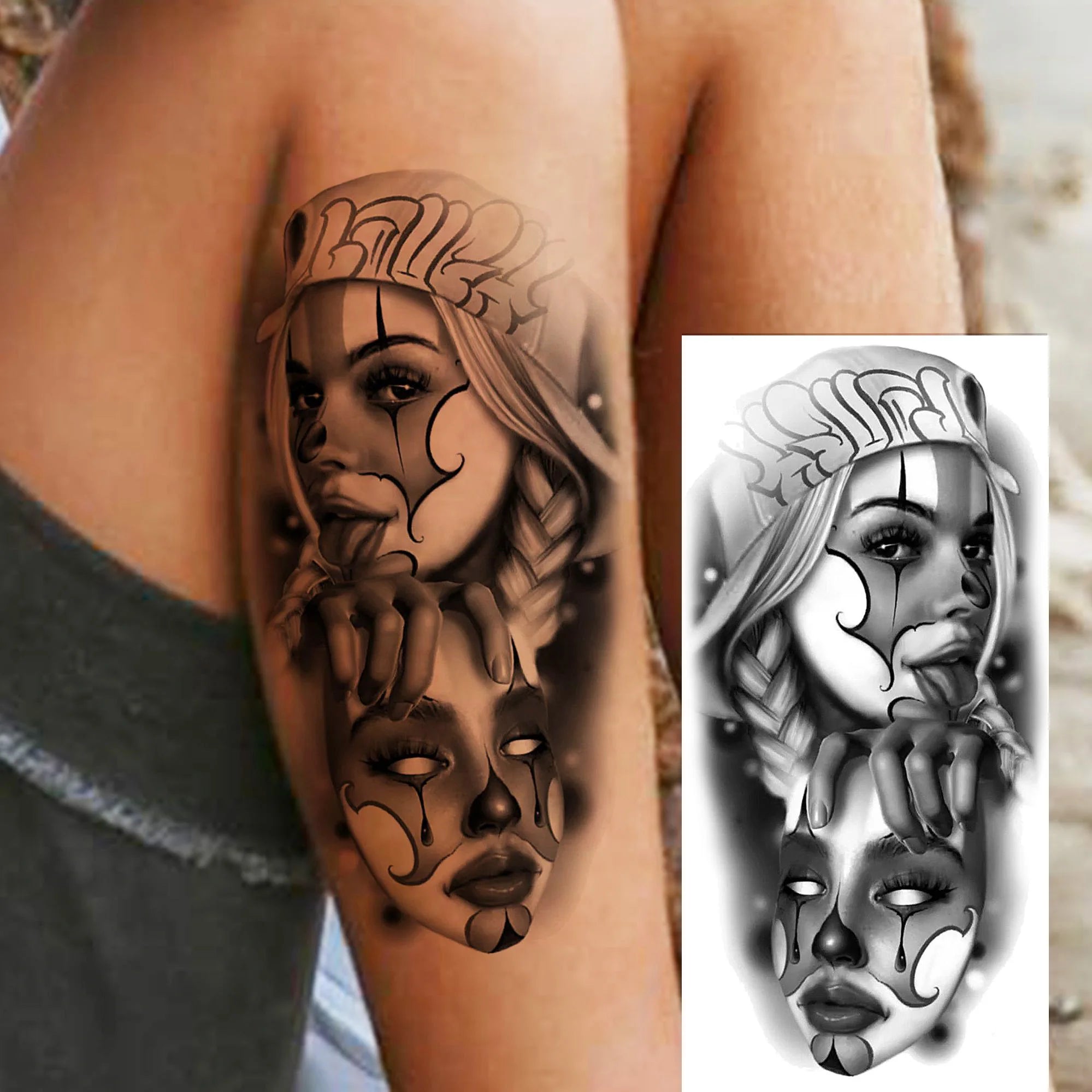 1 Sheet Trendy Cool Robber Gangster Temporary Tattoos For Adults Bad Guy Rebel Tatoos Waterproof Realistic  Fake Tattoo Stickers