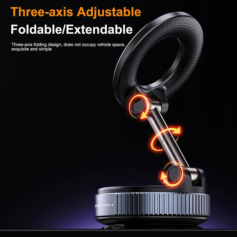 2026 New Magnetic Vacuum Phone Holder 360 Adjustable Car Phone Mount with Strong Suction Cup Universal for home/Dashboard Stable