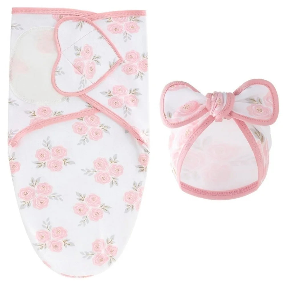 Bowknot Blanket Hat Set Flower Lightweight Material Newborn Photography Blanket Breathable Soft Fabric Infant Swaddle Blanket
