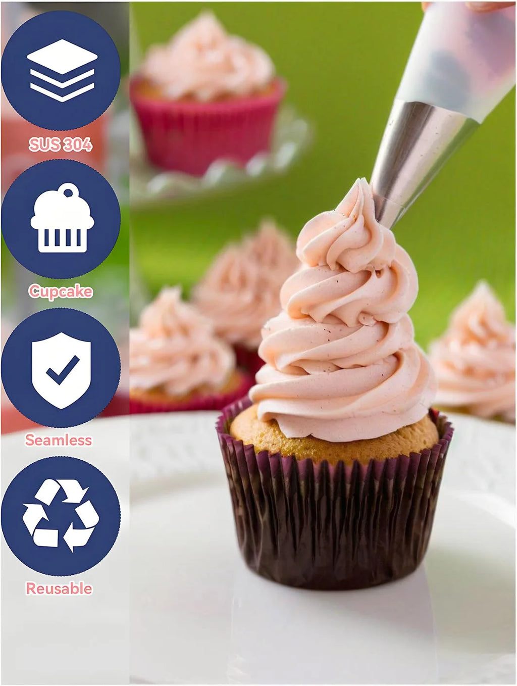8pcs Piping Nozzles Set, Stainless Steel Icing Nozzles, Cream Cake Piping Tips For Dessert Biscuit Cup Cake, Kitchen Accessories