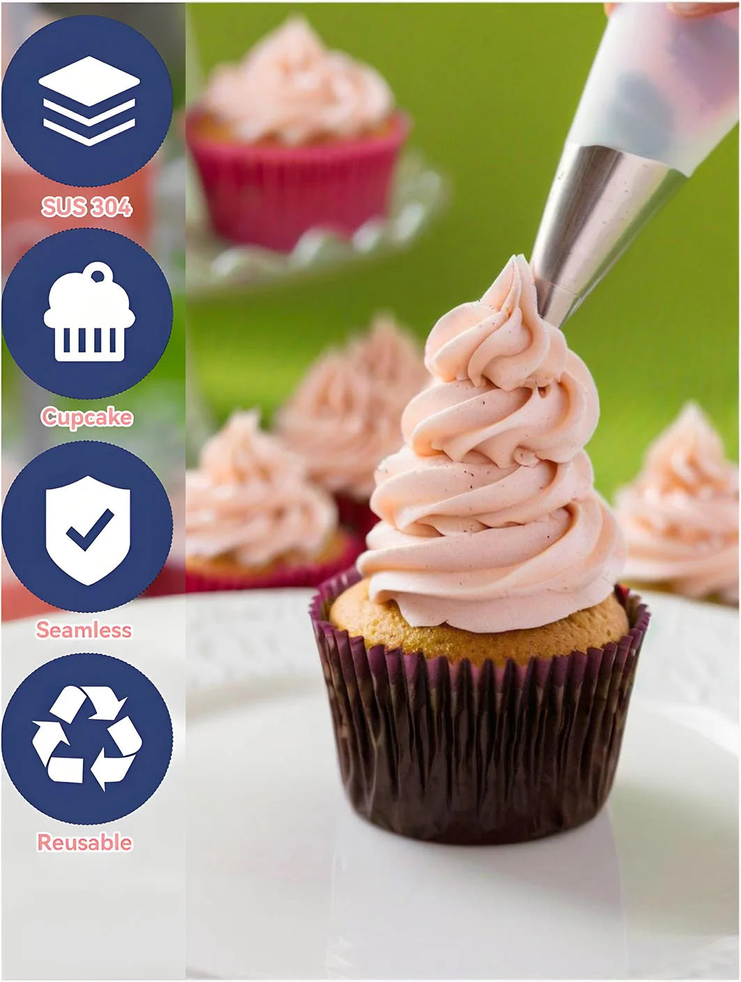 8pcs Piping Nozzles Set, Stainless Steel Icing Nozzles, Cream Cake Piping Tips For Dessert Biscuit Cup Cake, Kitchen Accessories