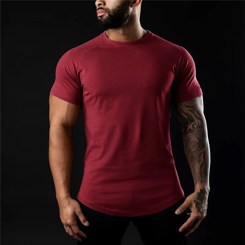 Men's Cotton Short Sleeve Quick Dry T-Shirt for Home Fitness Spring Summer Comfortable Casual Base Layer Top in White Black