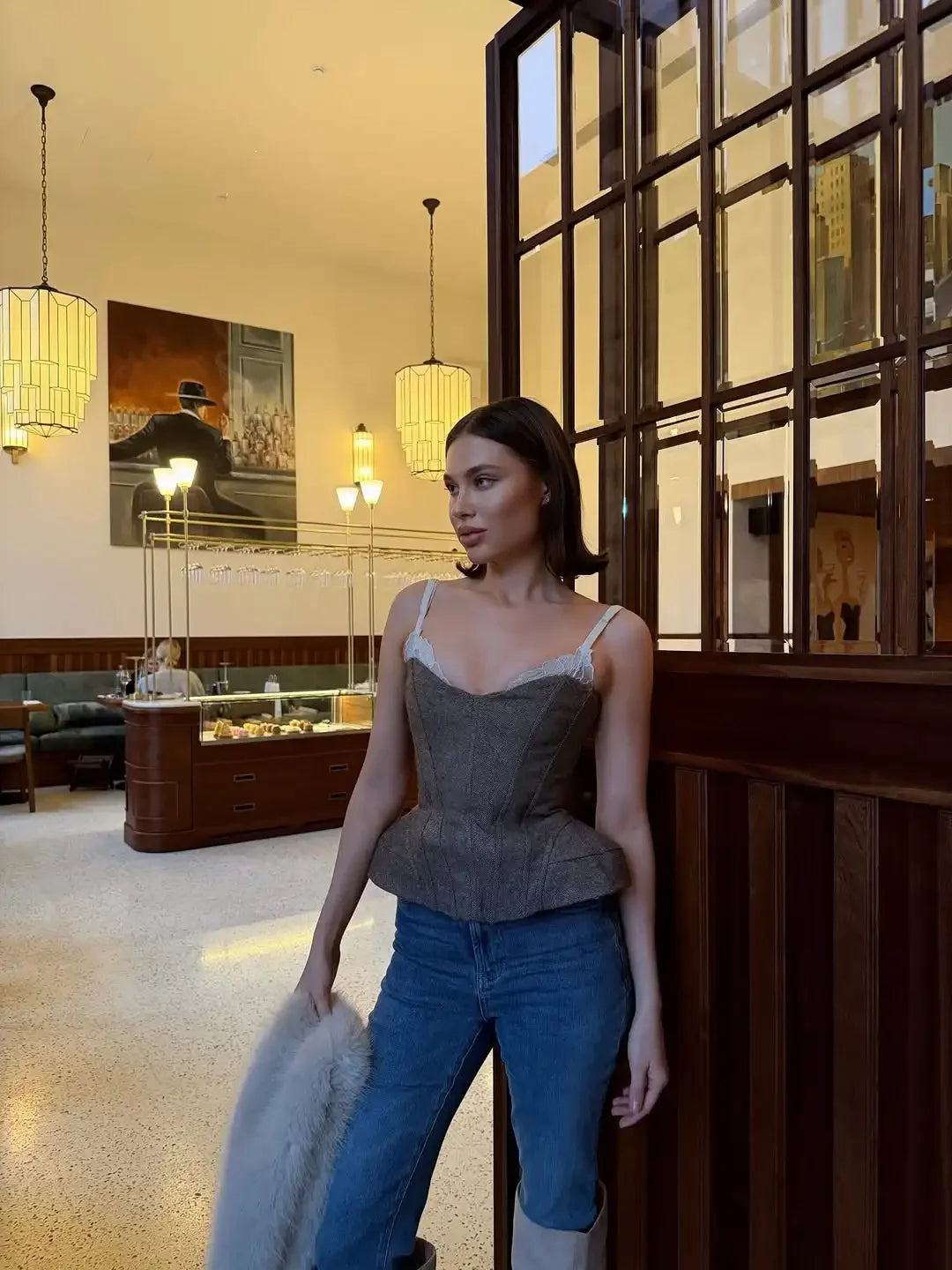 Women Spaghetti Strap Corset Top Female Panelled V-neck Sleeveless Backless Slim Fishbone Blouse 2026 Lady Party Evening Tops