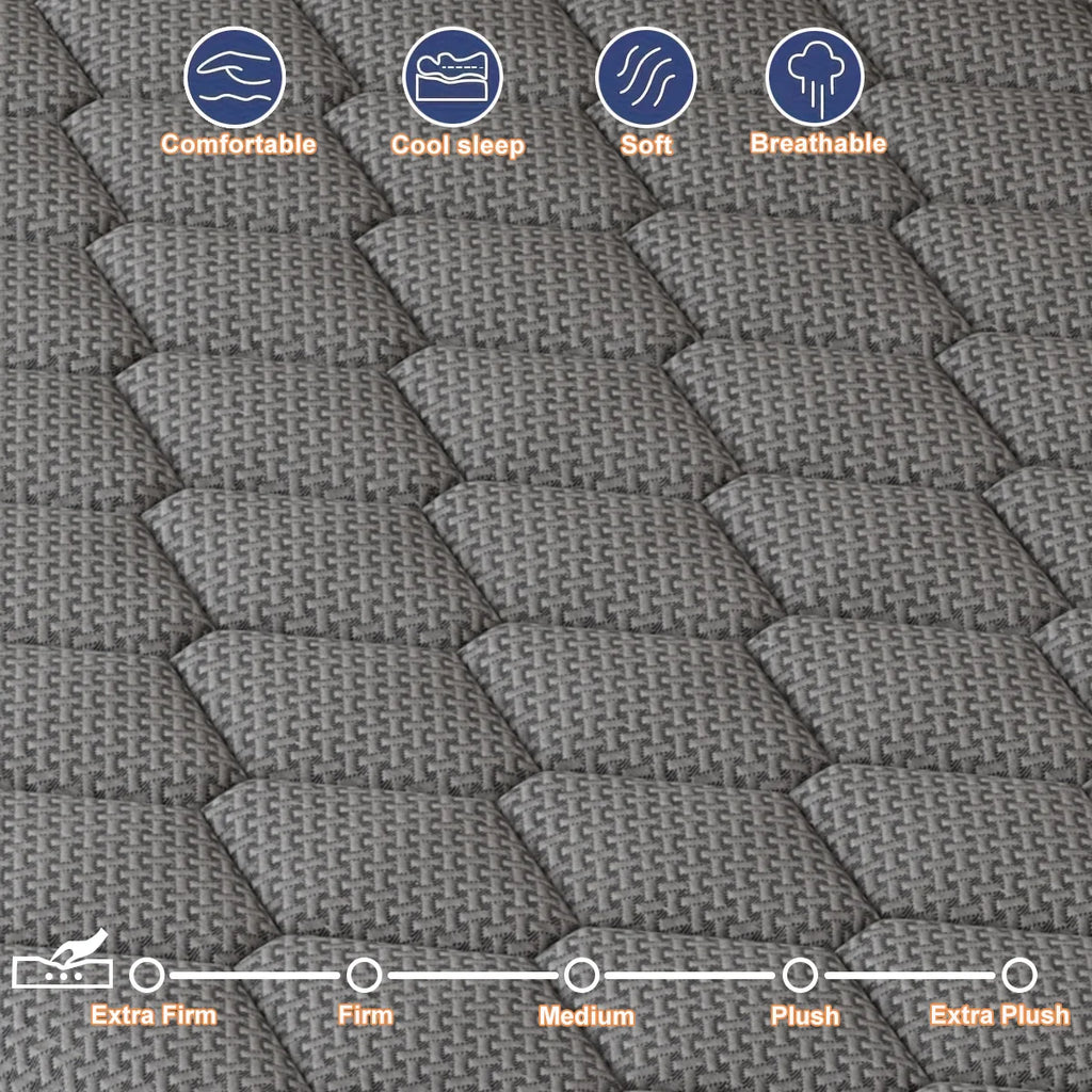 12/14inch Twin, Full, Queen, King, Mattress Memony Foam And Spring, Medium Firm Mattress for Cooling, Pressure Relief, Edge Support & Motion Isolation Boxed