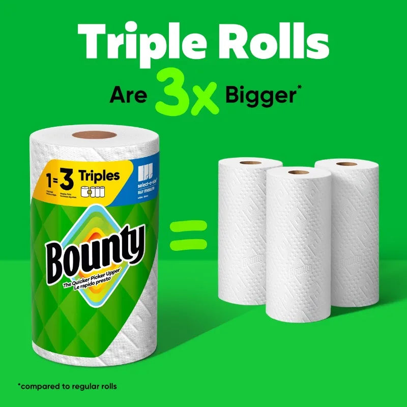Bounty Paper Towels Select-A-Size Print, 2 Triple Rolls, 123 Sheets per Roll