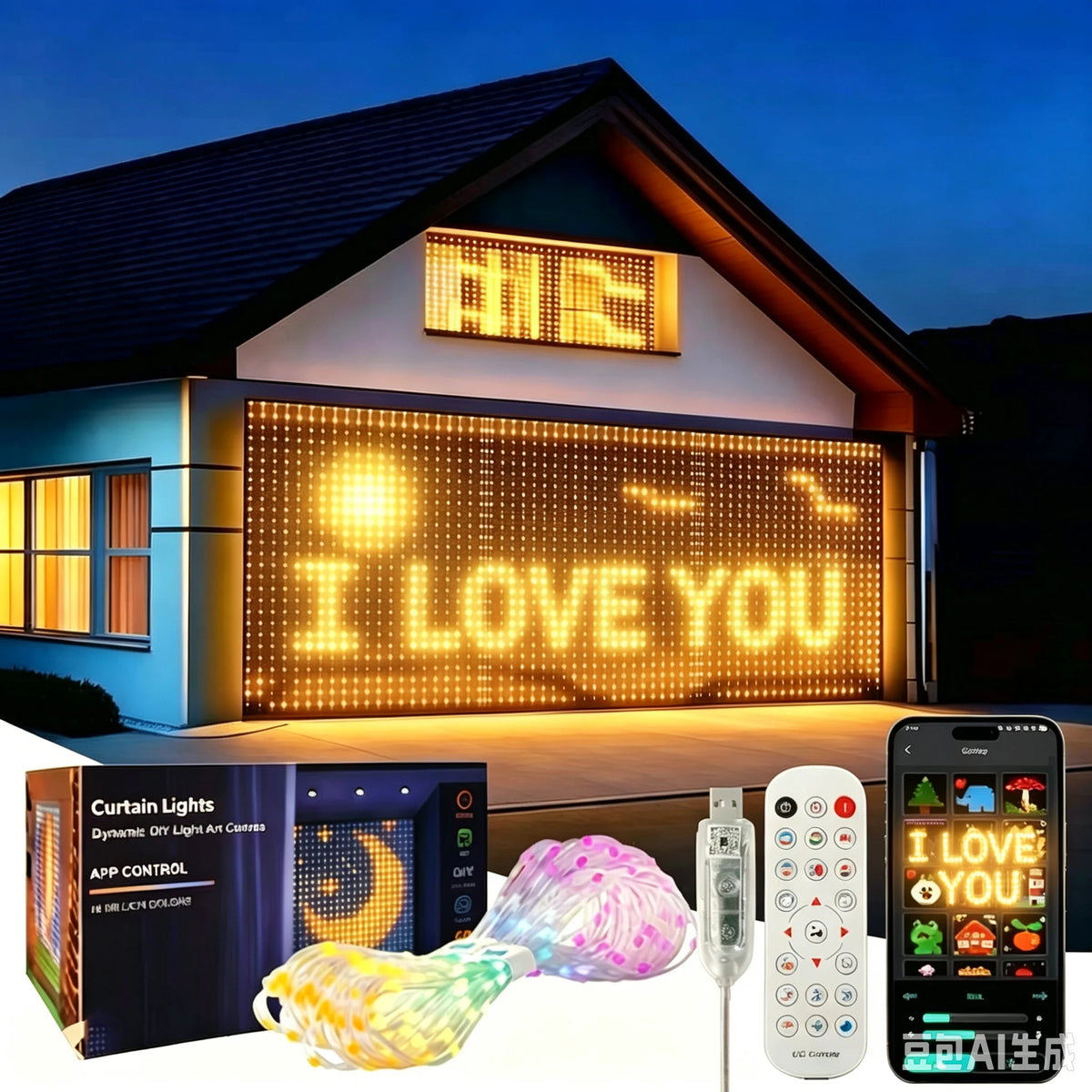 Smart LED Curtain Lights LED Fairy Lights App Control Music Sync DIY Pattern Waterproof for Indoor Outdoor Party Decor