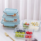 1/2/3 Grids Thickened Leak Proof Microwave Safe Food Crisper High Borosilicate Glass Bento Box With Lids Airtight Lunch Boxes