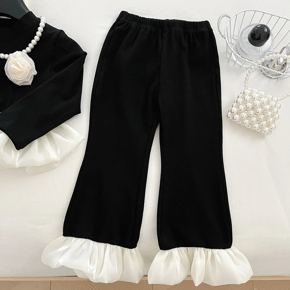 Children's Sets Girls' Autumn 2-Piece Set Long Sleeve Lace Blouse & Pants Stylish Outfit for Baby & Toddler Girls