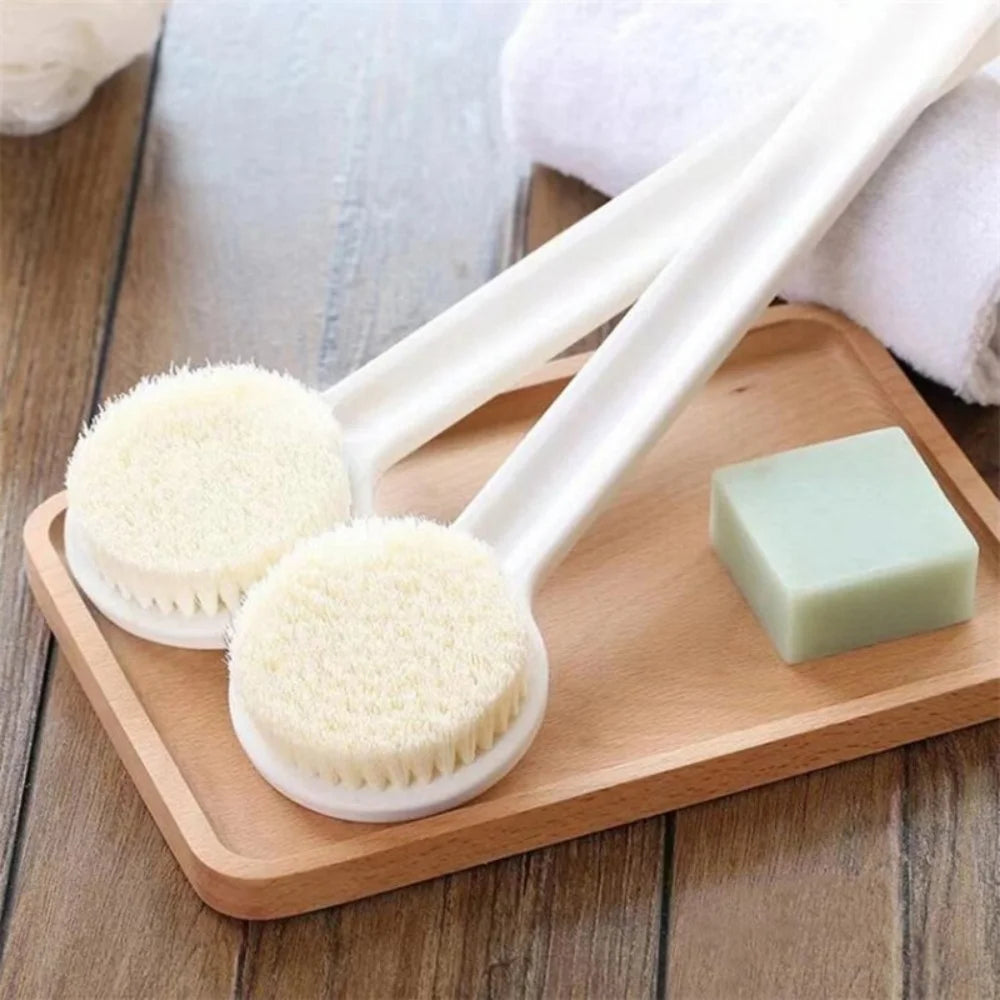 Long Handle Back Scrubber Bath Brush Soft Bristle Exfoliating Shower Brush with Hanging Hole Body Cleansing Tool for Bathroom