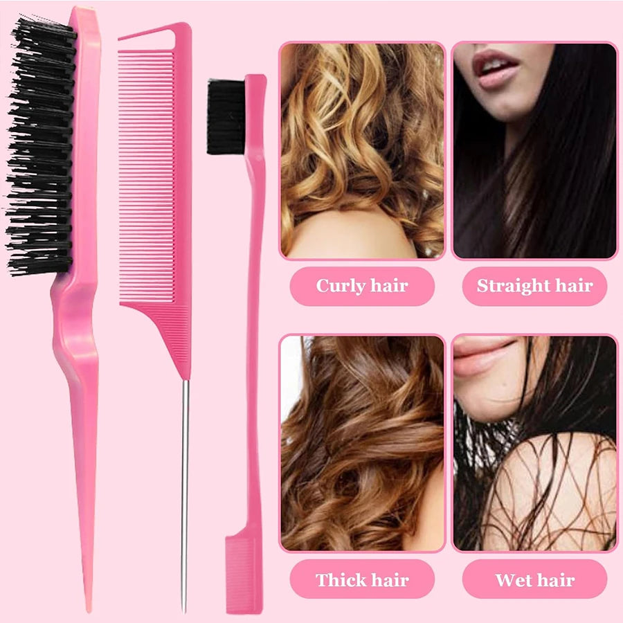 Professional 6-Piece Hairdressing Tool Set Includes Gel Spray Bottle EdgeControl Brush Mouse Tail Comb Knitting Tools Hair Brush