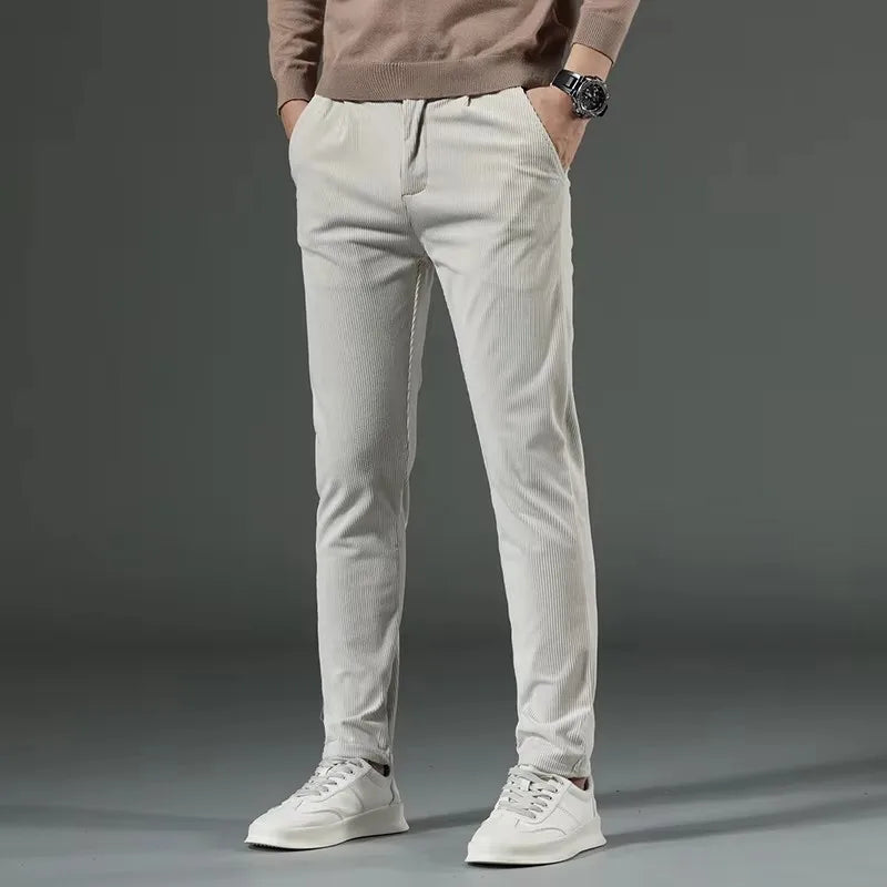 Autumn and Winter Men's Corduroy Trousers New Men's Clothing Stretch Slim Fit Casual Pants Fashion Mens Business Work Pants