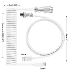 Coiled Keyboard Cable Type C To USB-A Mechanical Keyboard Cable Detachable Metal Aviator Double Sleeved Wire For Gaming Keyboard