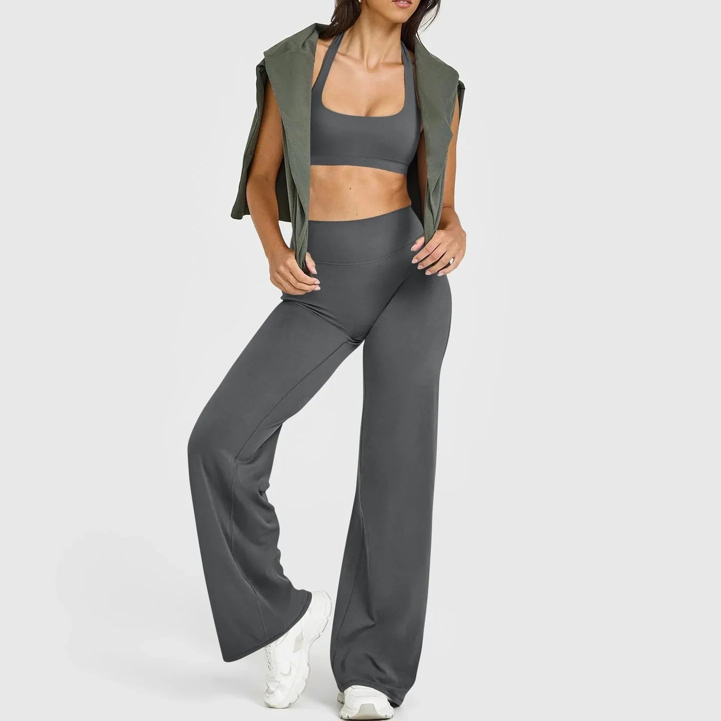 Women High Waist Wide Leg Yoga Pants Loose Flare Leggings Tummy Control Straight Workout Trousers Casual Lounge Pants Fitness