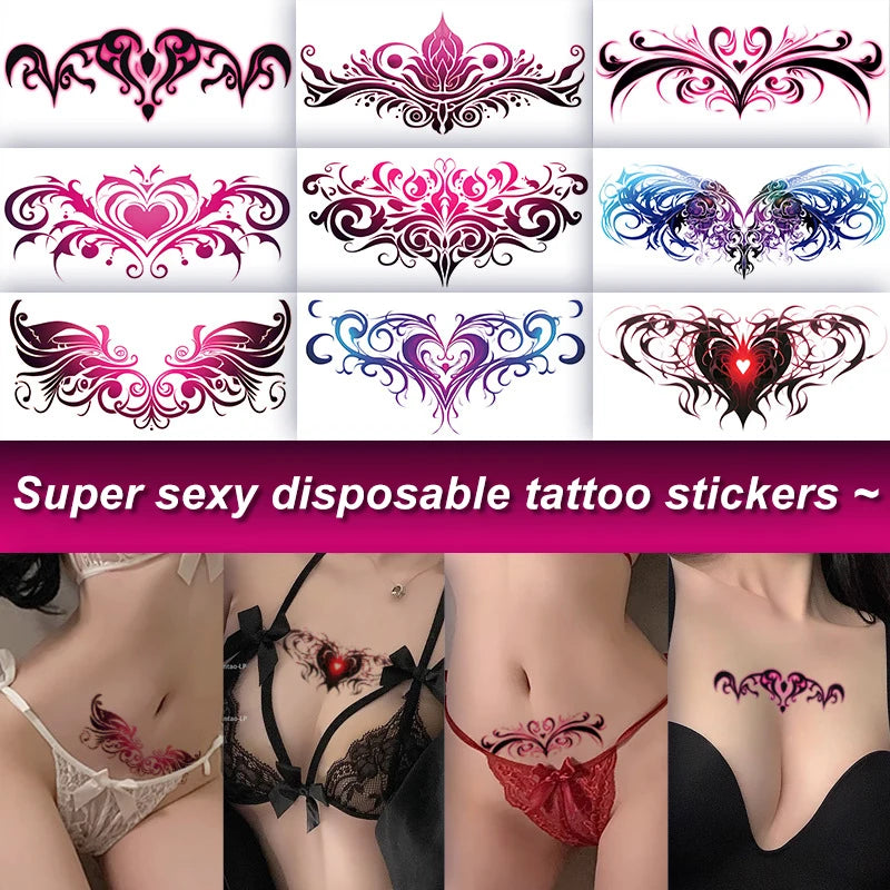 Sexy Succubus Tattoo Stickers Tatoo Waist Chest Woman Art Temporary Tattoos Waterproof Long-Lasting Fake Tattoos For Women