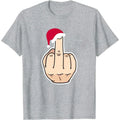 Christmas Santa's Hat Middle Finger Print T Shirt Women Short Sleeve O Neck Loose Tshirt Women Tee Shirt Tops Camisetas Mujer
