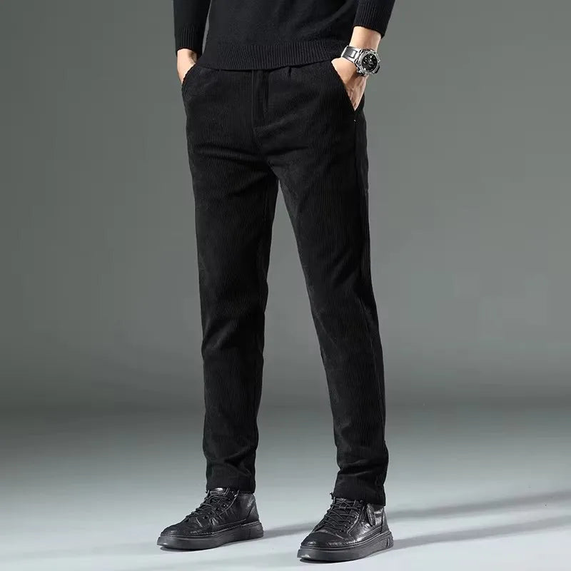 Autumn and Winter Men's Corduroy Trousers New Men's Clothing Stretch Slim Fit Casual Pants Fashion Mens Business Work Pants