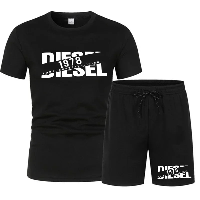 Men's two-piece sports suit round neck T-shirt and pants, basketball running sportswear 2026 summer new item