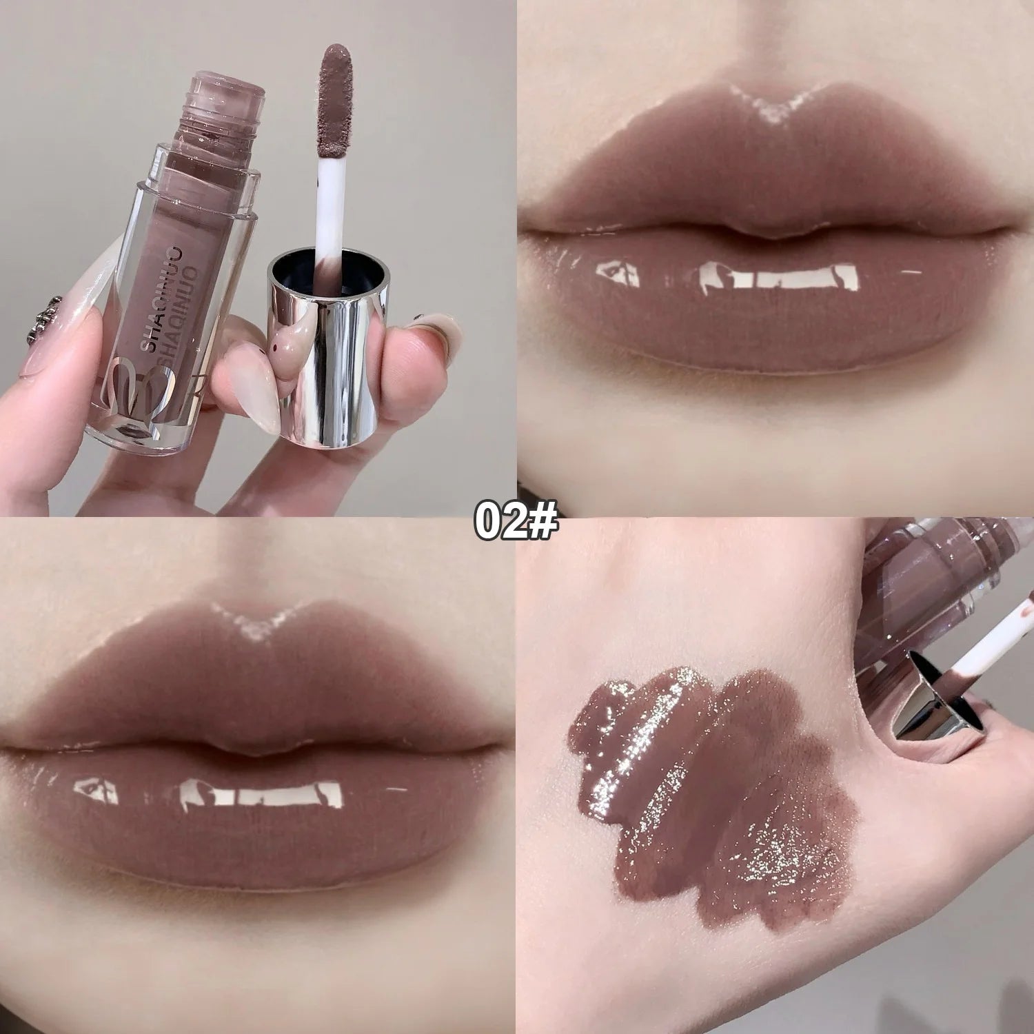 1Pc Lip Gloss Mirror Moisturizing Gothic Pure Black Silver Fine Flash Low Saturation Lip Glazed Lasting Lip Makeup Halloween