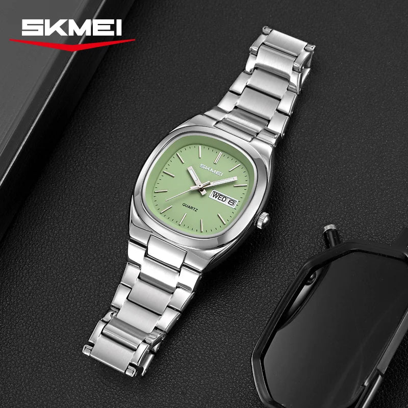 SKMEI 2420 Fashion Couple Quartz Watch Elegant Calendar Stainless Steel Strap Watches Casual Men Women Wristwatch reloj mujer