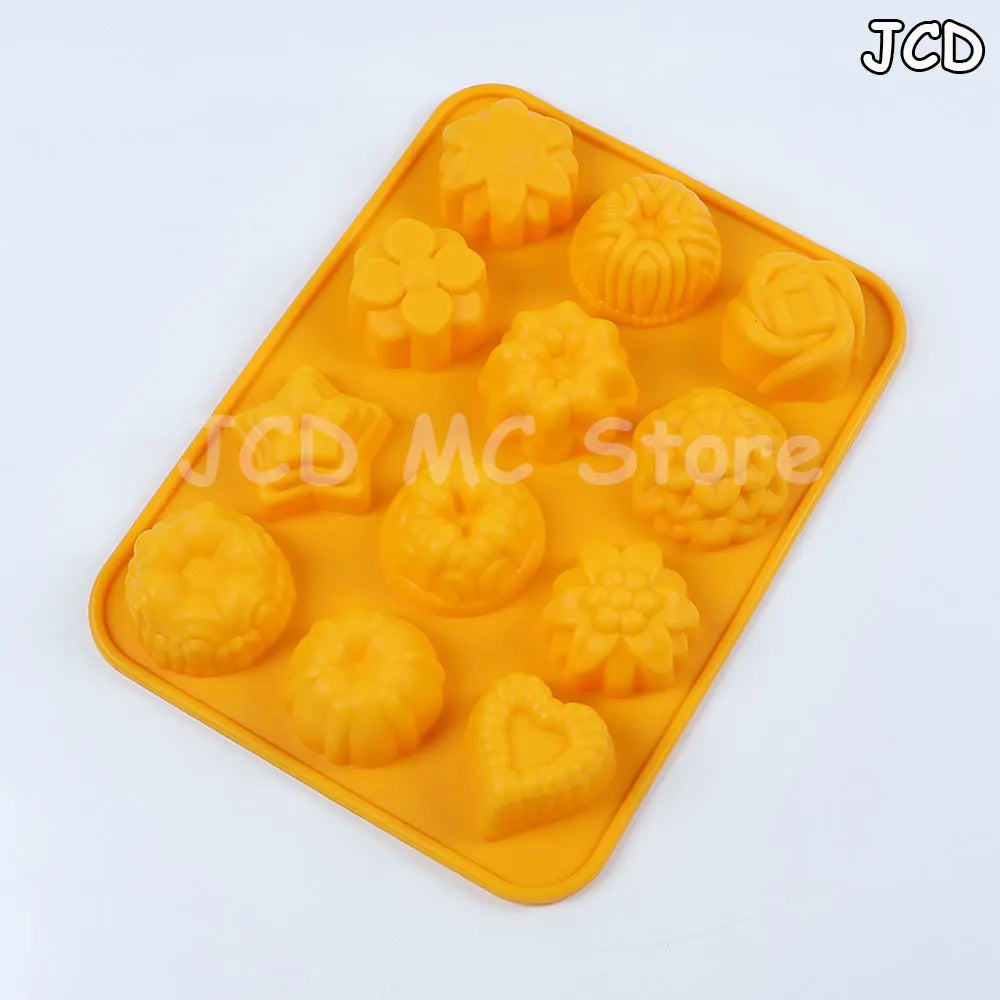 12-Cavity Silicone Flower Molds Non-Stick Jello Mold Baking Pans Ice Cube Trays for Kitchen Making Candy Chocolate Muffin Jelly