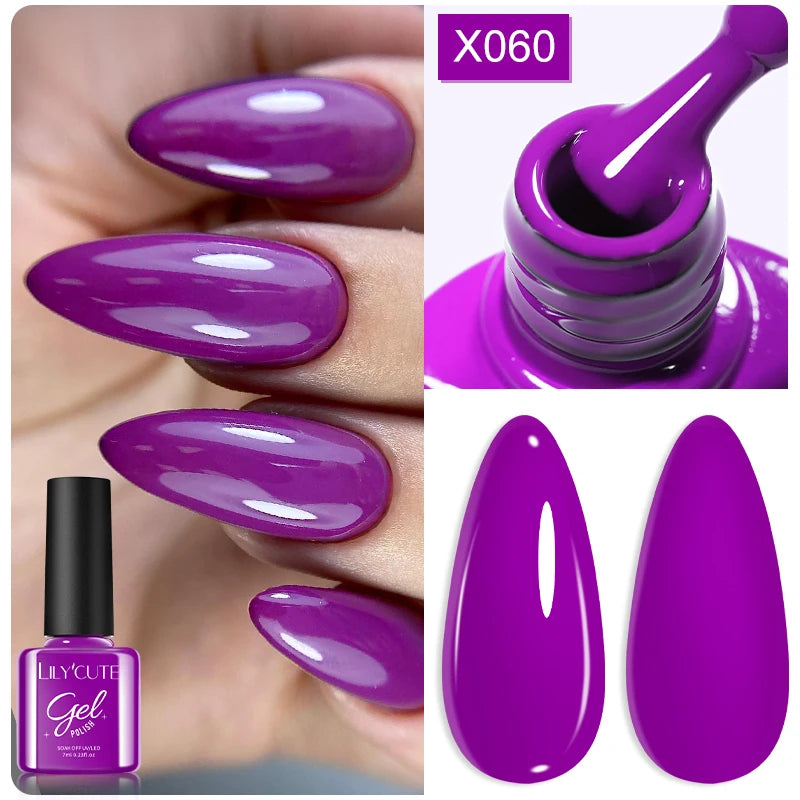 LILYCUTE 7ml Fruit Grape Purple Cat Magnetic Gel Nail Polish Vernis Semi Permanent Soak Off Colorful Gel Polish Nails Supplies