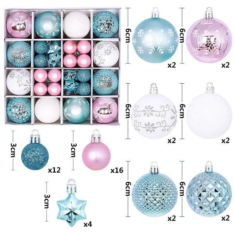 44Pcs 3/6CM Merry Christmas Decoration Ball Christmas Tree Topper Pendant for Home Decor New Year 2026 Navidad Gifts Supplies