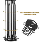 Nespresso Coffee Pods Holder Holds 60 Pods 360 Degree Rotatable Coffee Capsules Storage Rack Metal Tower Stand Home Kitchen Use