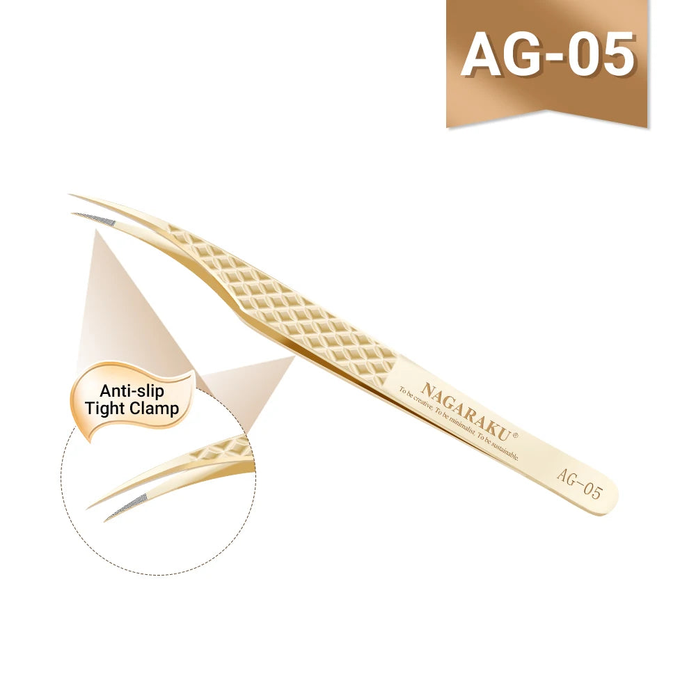NAGARAKU Precision Fiber Tip Tweezer for Eyelash Extensions Professional Eyelash Tweezers Antistatic Straight