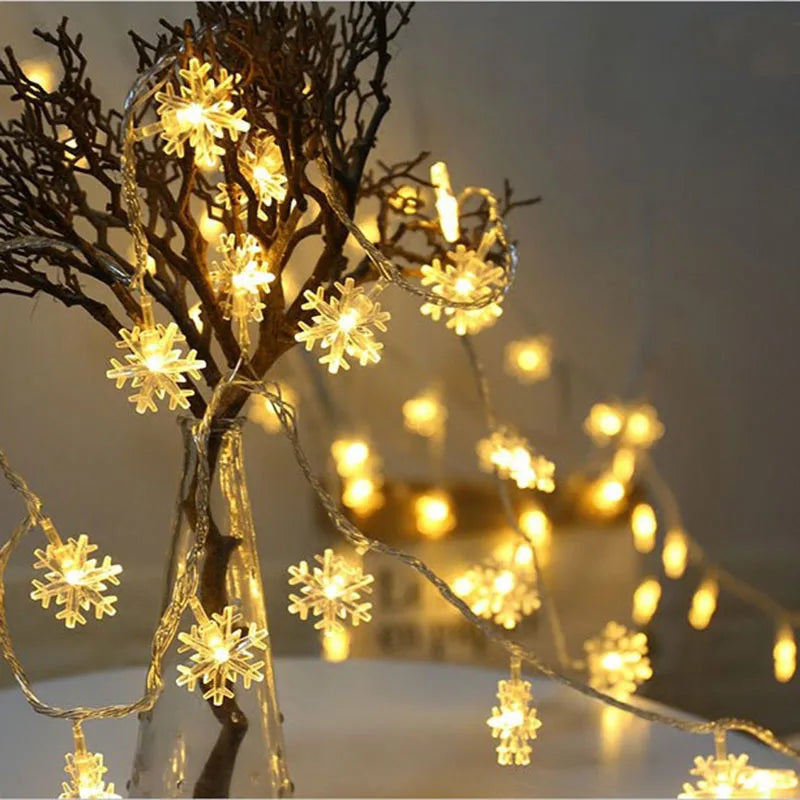 10m 80leds Stright Lights For Room Hanging Home Decoration Christmas Snowflake LED String Lights Indoor Festive Decoration