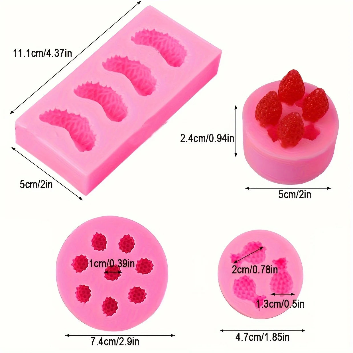 Fruit Strawberry Silicone Mold Fondant Chocolate Jelly Making Cake Decorating Tools DIY Plaster Clay Resin Moulds