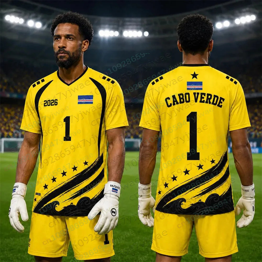 Cabo Verde No.1 goalkeeper Football Jersey Soccer Shirt Top Loose Breathable Speed Drying Sportswear Top Men Women T-Shirt