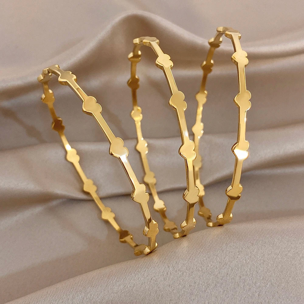 Greatera Three-piece Set of Heart-shaped Spliced Stacked Fine Bracelet Classic 3pcs 68mm Diameter Valentine's Day Bangle Gifts